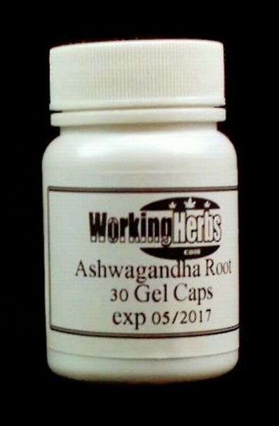 Ashwagandha Root Indian Ginseng 500mg 30 gel caps bottle
